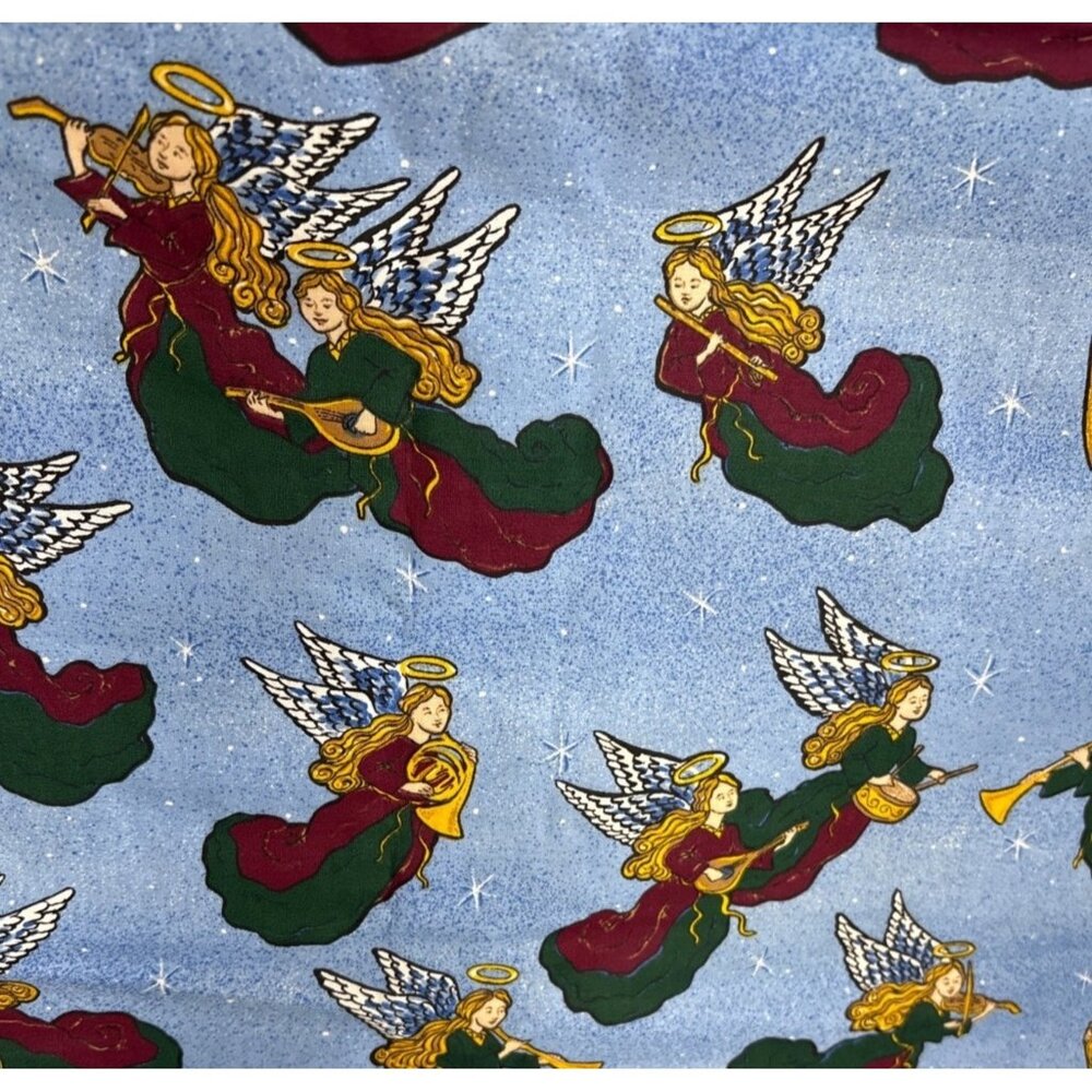 Christmas Angels Cotton Fabric 1/2 yard x 44" Blue Background Jo-Ann